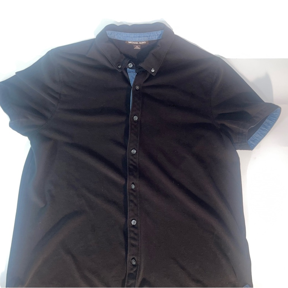 Michael Kors Black and Blue Casual Button Down Shirt
